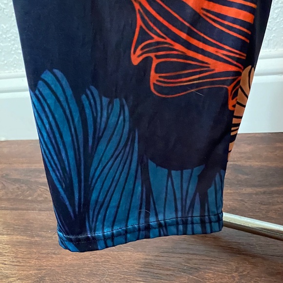 Navy Jumpsuit with Orange Leaf Print - Picture 3 of 3